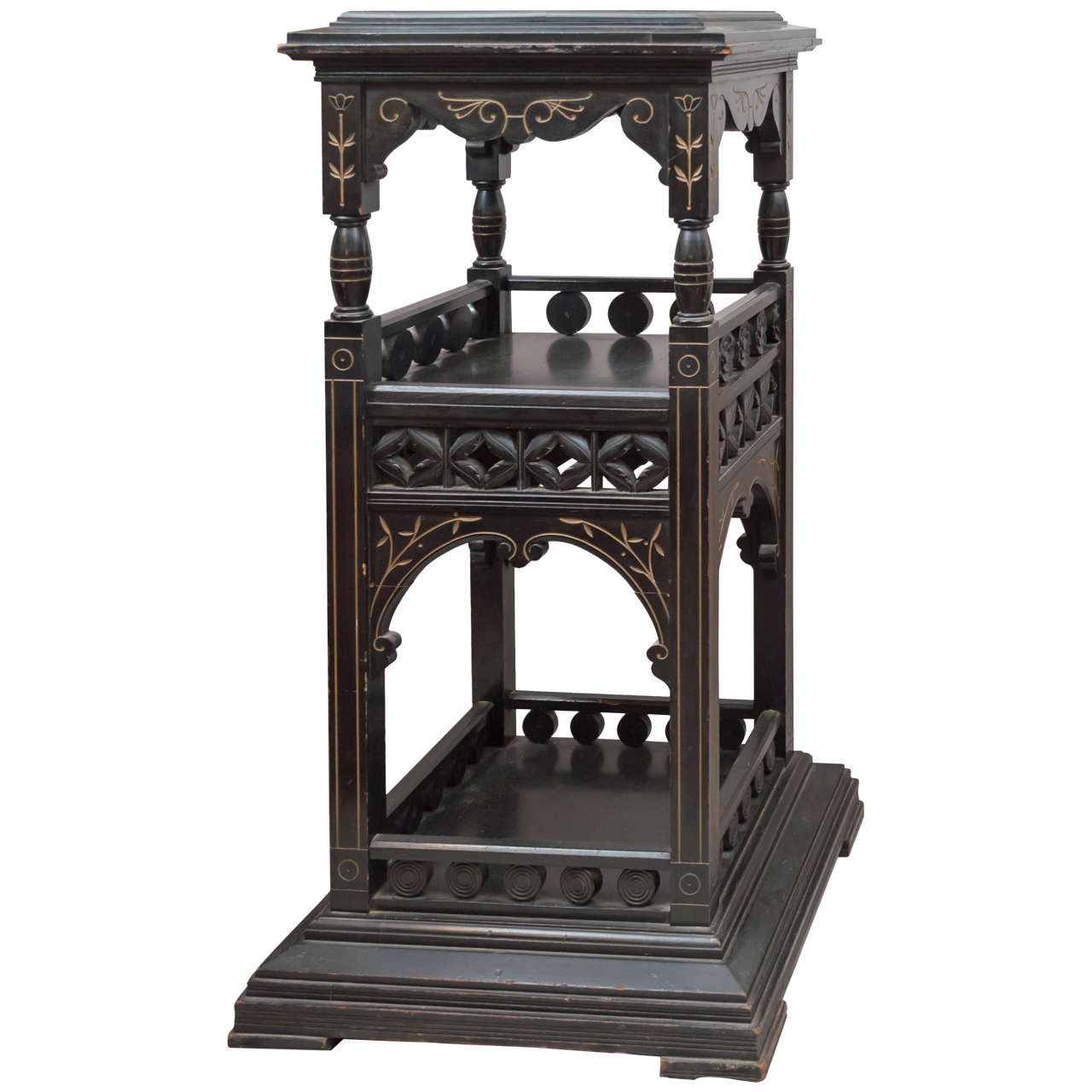 Ebonized & Gilded Aesthetic / Eastlake Victorian Pedestal