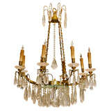 Vintage A French  Rock Crystal 8 arm chandelier