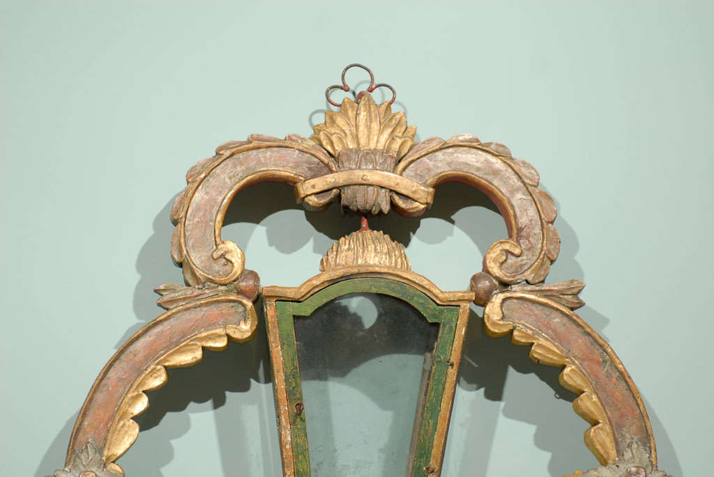Gilt Late 18th-Early 19th Century Italian Painted and Gilded Lantern