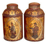 Pair of 19th Century Cinoiserie Tea Canisters