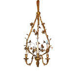 Vintage French Chandelier embellished with Porcelain Flowers