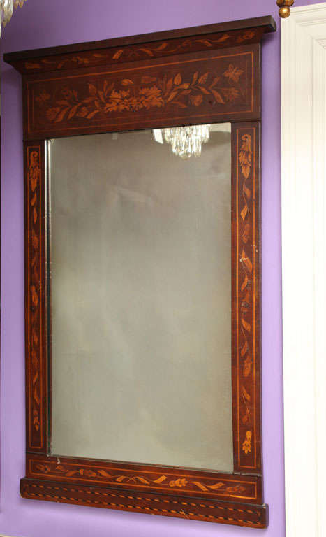A Dutch Marquetry Veneered Mirror