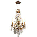 A French Louis XV Style 6 Light Gilt Bronze Chandelier