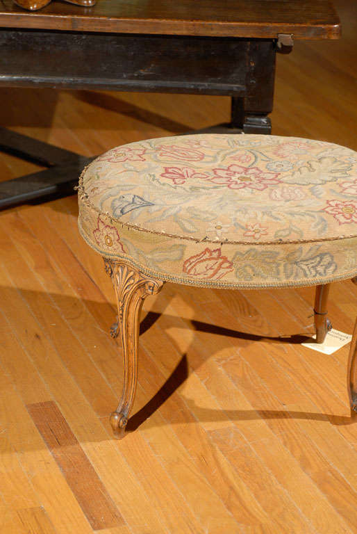 Country French Needlepoint Bench c.1860s For Sale