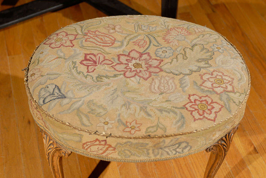 19th Century French Needlepoint Bench c.1860s For Sale