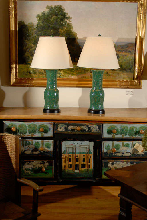 Pair of Hand Thrown Ceramic Lamps by Charles West