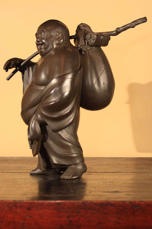 Japanese Bronze Statue of Hotei 3