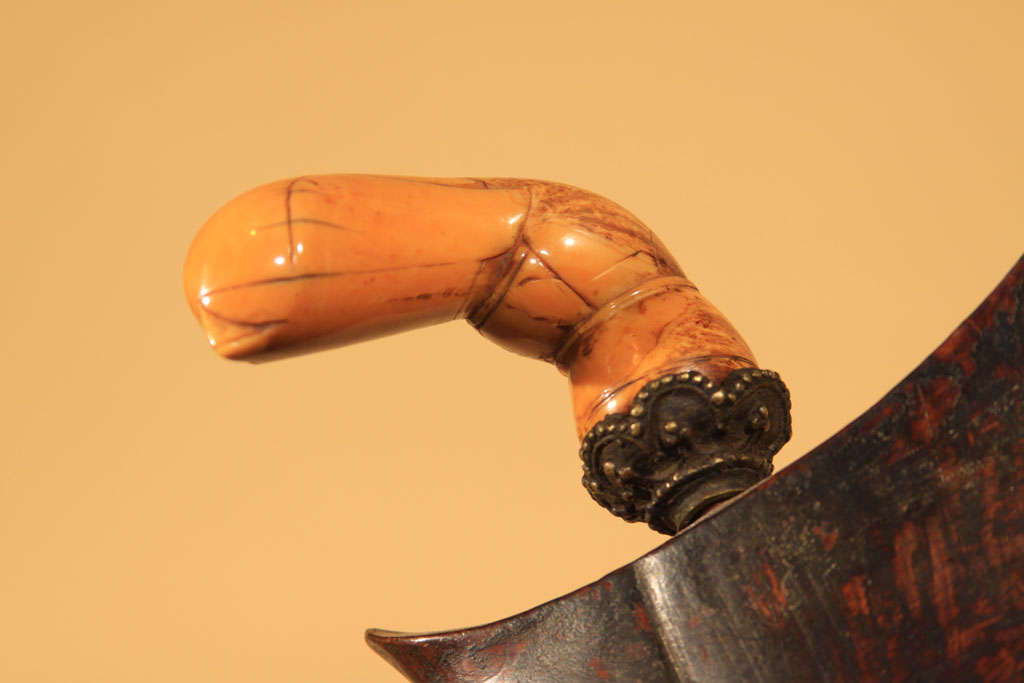 Indonesian Keris Dagger with Carved Ivory Handle 1