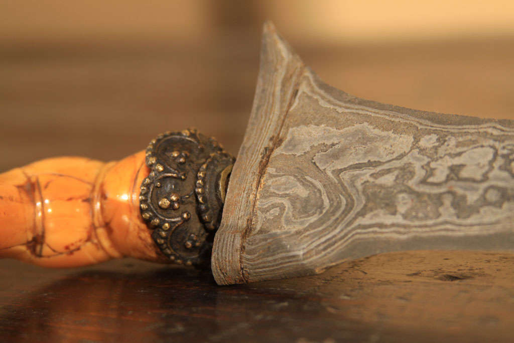Indonesian Keris Dagger with Carved Ivory Handle 6