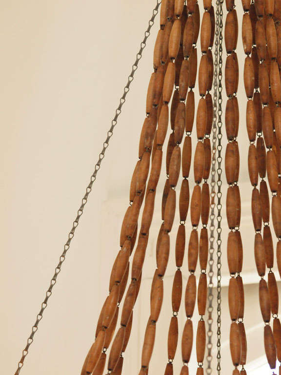 French tole and wood bead chandelier For Sale 2