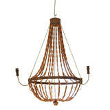 French tole and wood bead chandelier