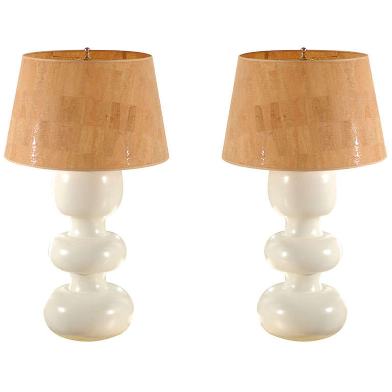Pair of White Gourd Lamps