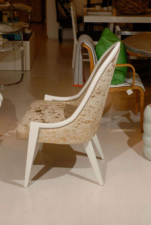 Wood Hide Slipper Chair