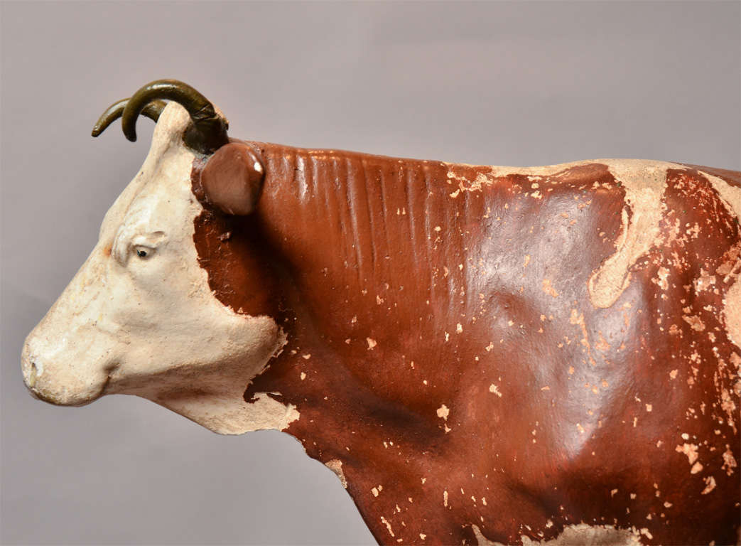 20th Century Pair Hereford Cow Sculptures