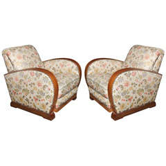 Pair French Art Deco "Speed" Club Chairs