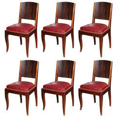 Set 6 - French Art Deco macassar Ebony Dining Chairs