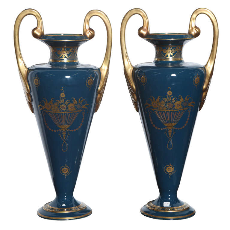 Pair Large French Art Deco Vase, signed "Pinon Heuze" at 1stDibs