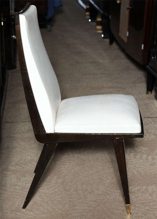 Set 6 Mid Century Modern Walnut w/ White, Dining Chairs at 1stdibs