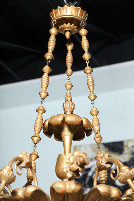 Fine Italian Neoclassic Giltwood Six-Arm Chandelier 2