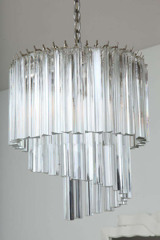 Mid-20th Century Murano Sparkling Glass Prism Chandelier 