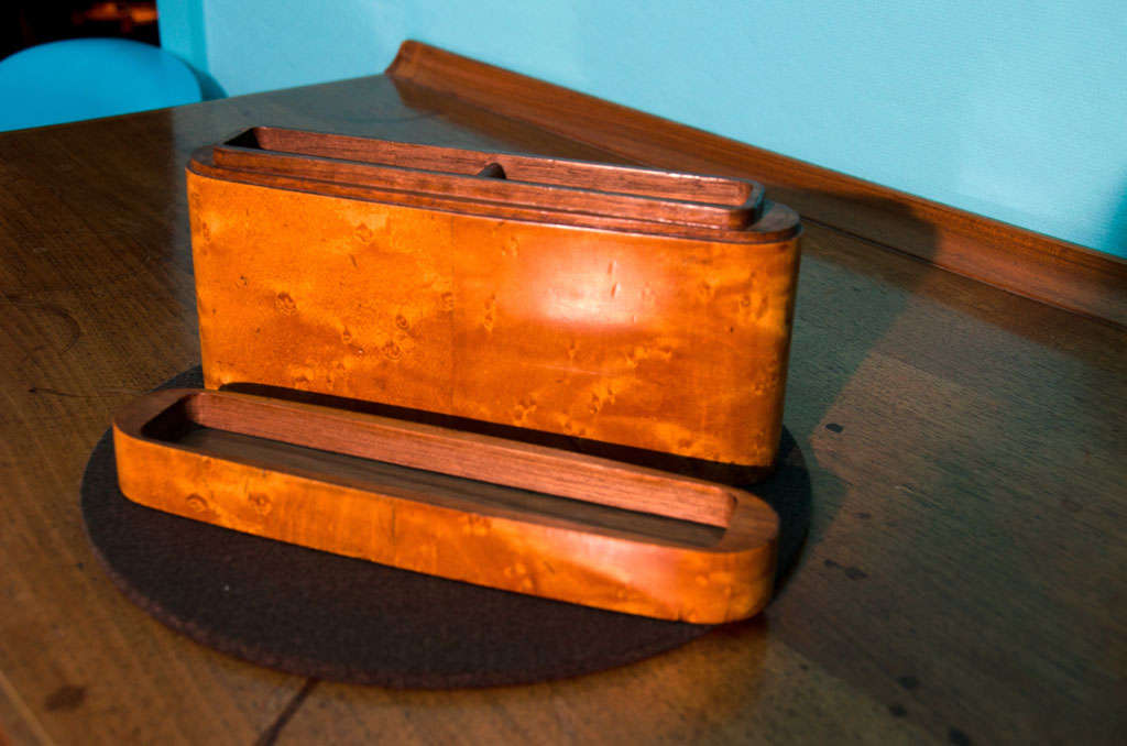 Gordon Russell Burl Wood and Walnut Card Case or Box For Sale 1