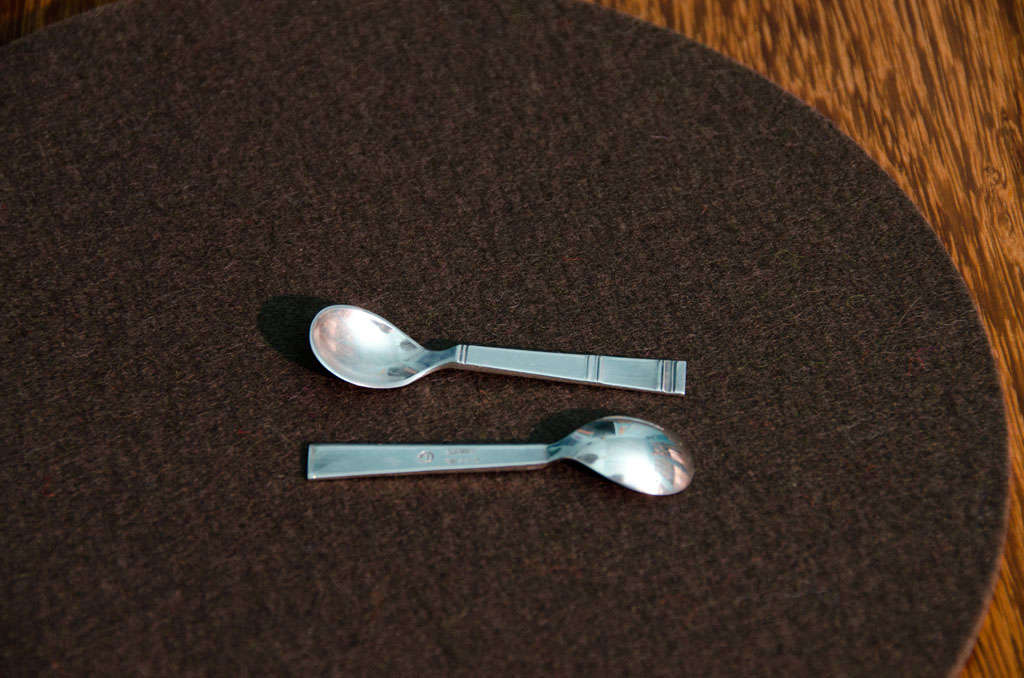 Danish Pair of Georg Jensen Silver Salt Spoons