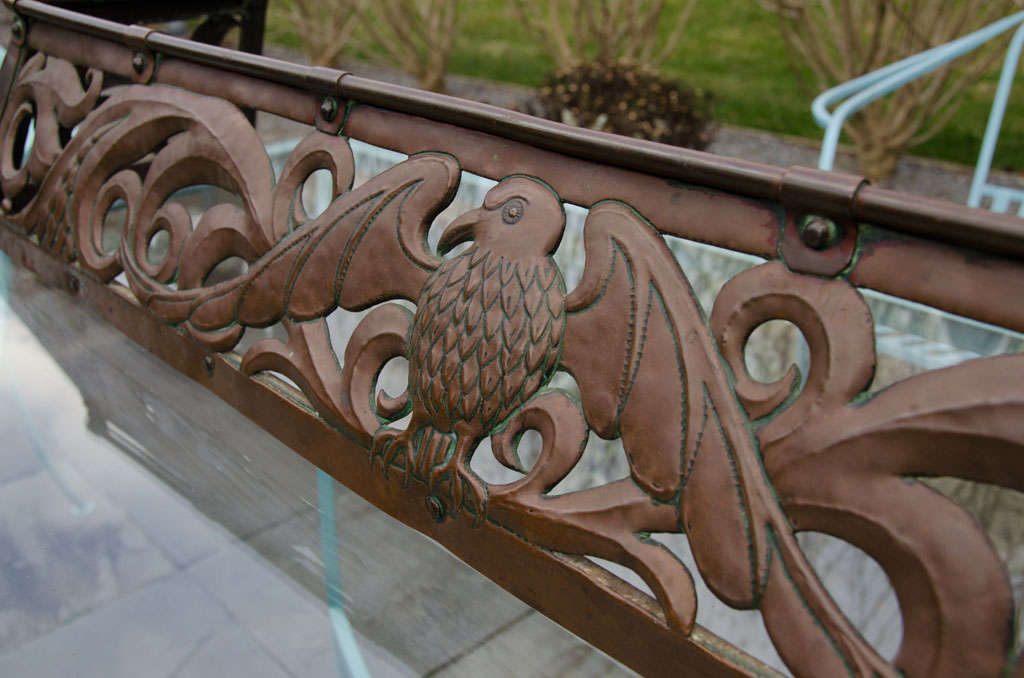 English Arts & Crafts Copper Fire Fender by John Pearson In Good Condition For Sale In Southampton, NY