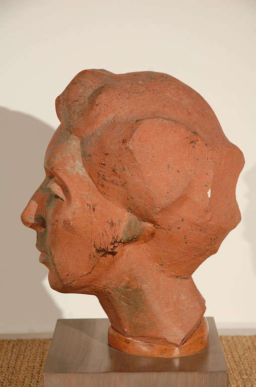 Mid-20th Century Terra Cotta Female Bust For Sale