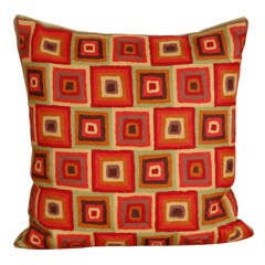 Pillow - Colorful blocks, wool stitch pillow cover with insert