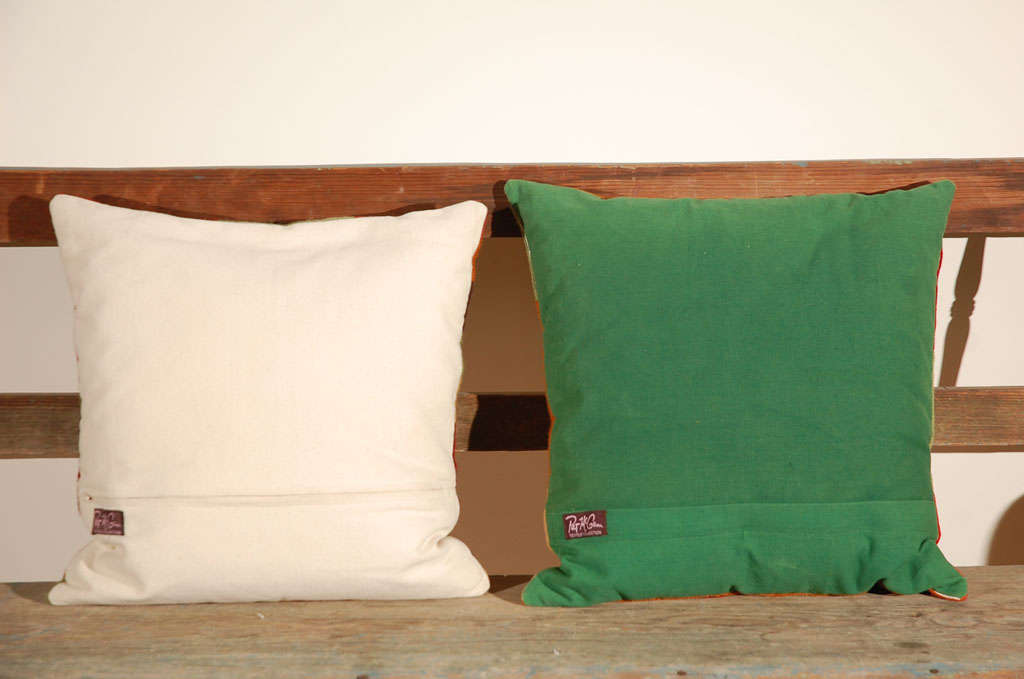 20th Century Pillows, Colorful Wool Stitched Pillow Covers with Inserts For Sale