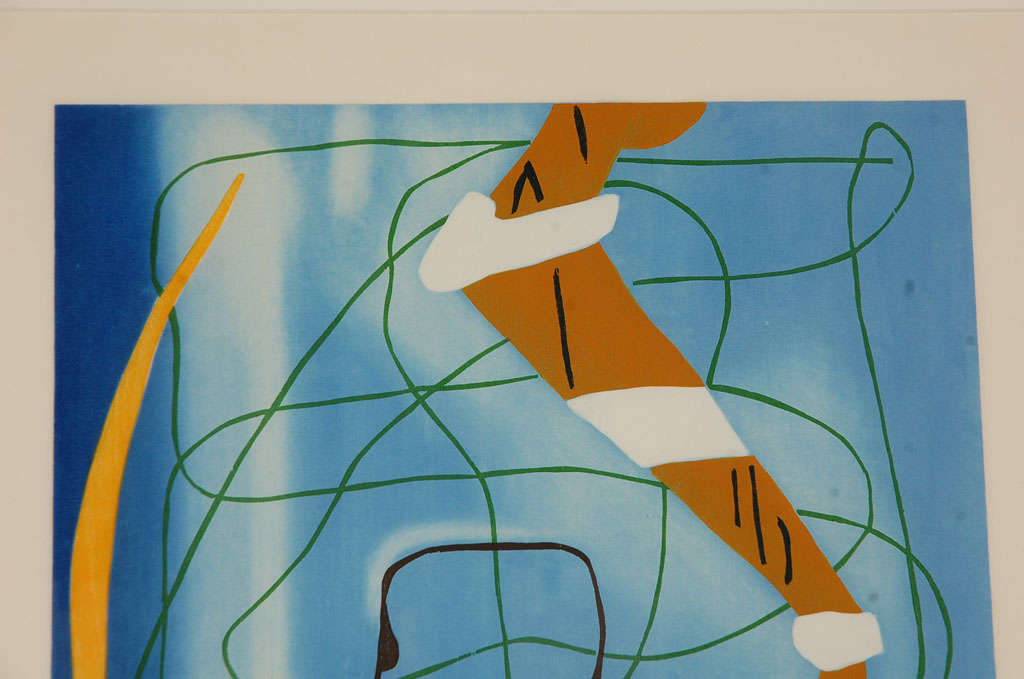 20th Century Charles Garabedian, color wood cut on paper, #I