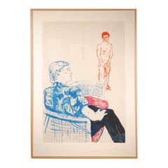 David Hockney, "Joe with David Harte, " Signed Color Litho, AP VI
