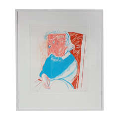 David Hockney "Portrait of Mother" signed color litho