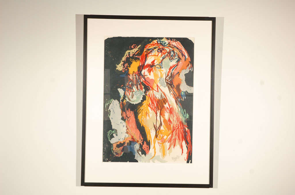 Karel Appel color lithograph on paper, artist proof, female figure.

Image size, 20