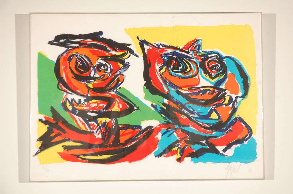 Karl Appel color lithograph on paper. Two figures, edition 56/90.

Image size: 15
