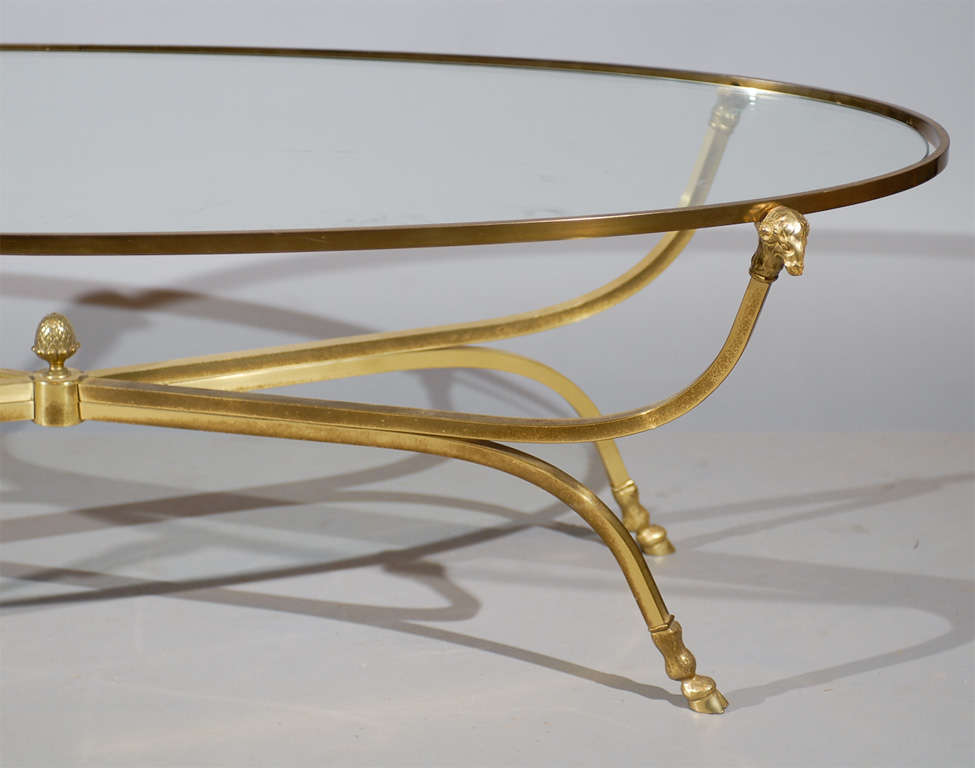 Oval Jansen Style Brass Coffee Table