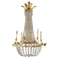 19th Century Empire Bronze Dore & Crystal Chandelier 9