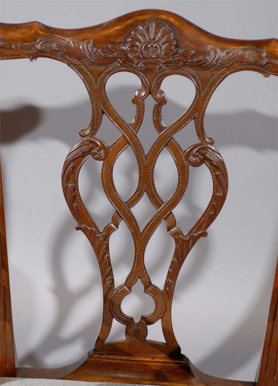 Pair of 18th Century Irish Chippendale Arm Chairs in Mahogany 1