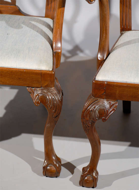 Pair of 18th Century Irish Chippendale Arm Chairs in Mahogany 2
