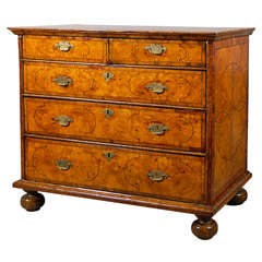 18th Century English George I Elmwood Chest with Ebony Inlay