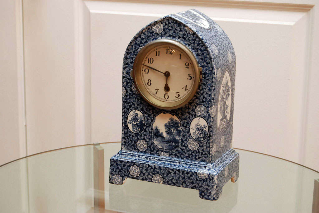 charming porcelain clock in a floral blue and white pattern.

this lovely clock matches our porcelain lamps.