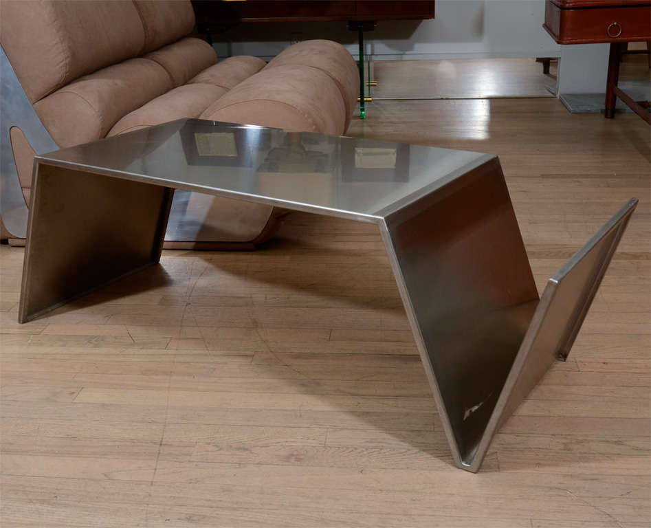 Stainless steel coffee table at 1stdibs