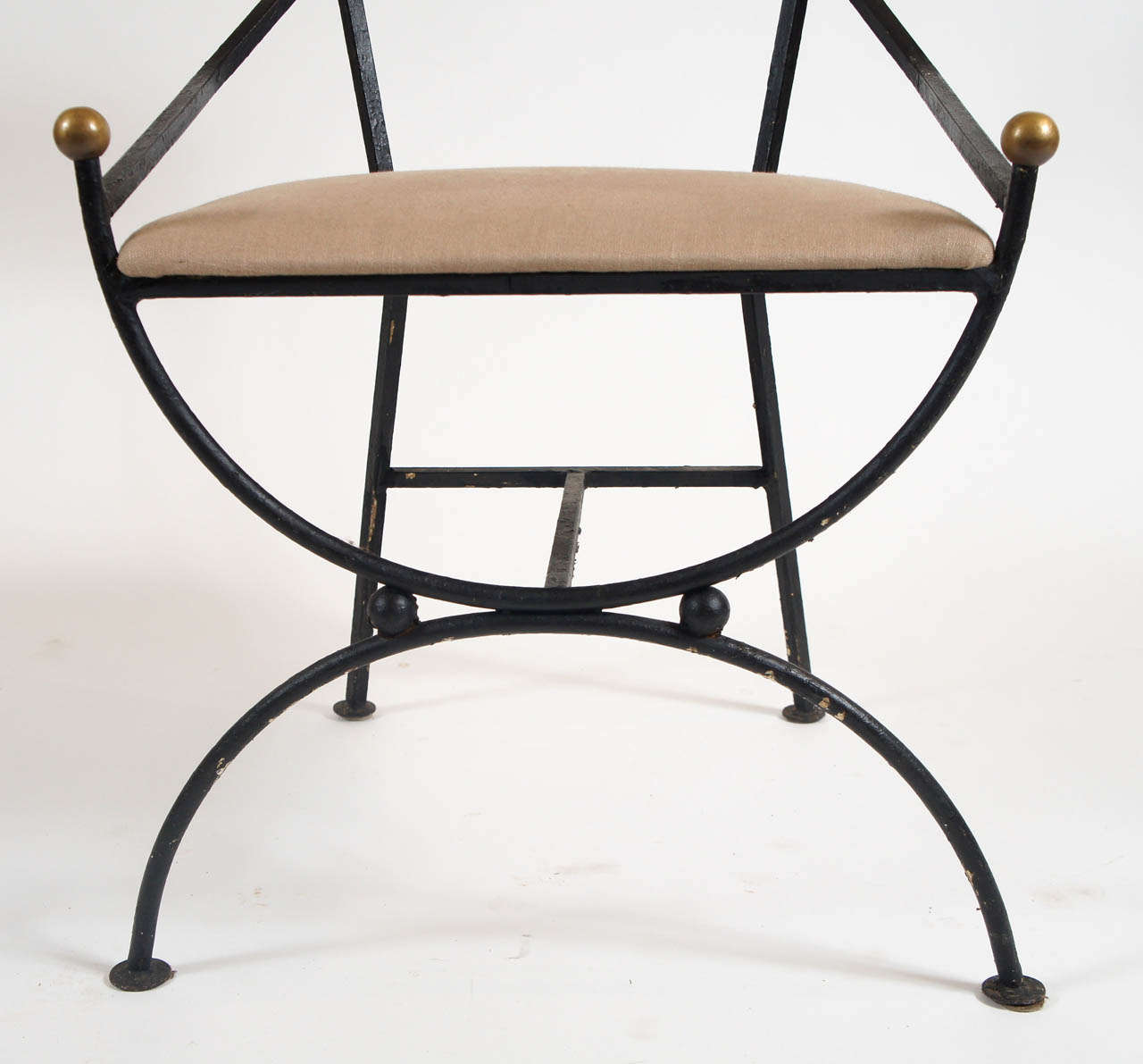 Iron and Bronze Curule Form Set of Chairs, French c. 1950 2