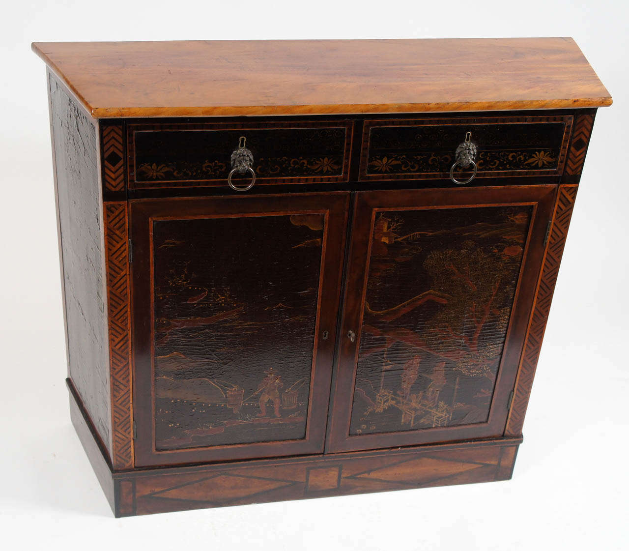 British English Regency Chinoiserie Lacquer Console Cabinet, c. 1805