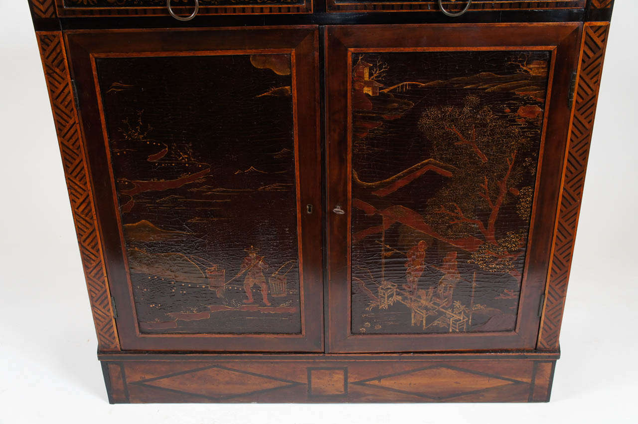 English Regency Chinoiserie Lacquer Console Cabinet, c. 1805 2