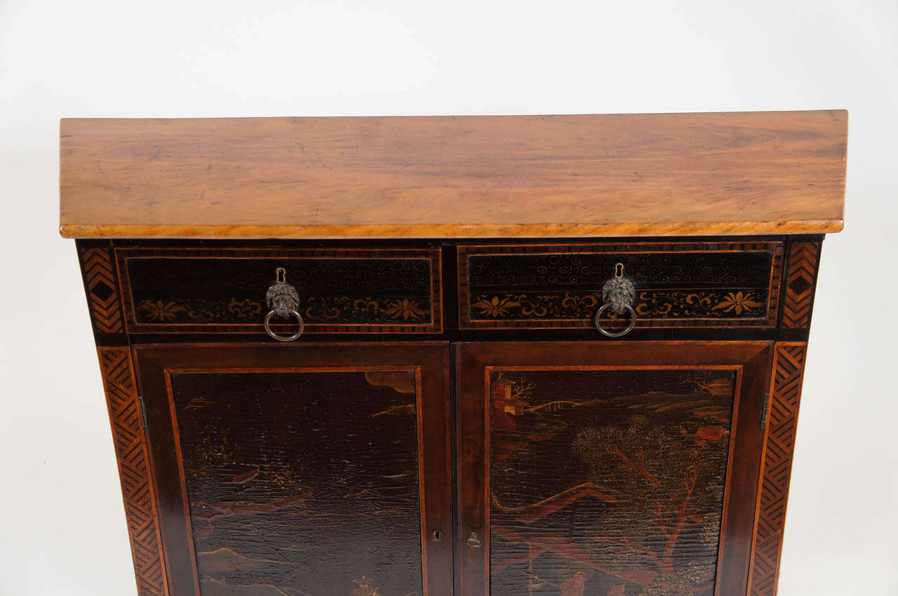 English Regency Chinoiserie Lacquer Console Cabinet, c. 1805 3