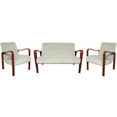 Pair of Streamline Lounge Chairs and Sofa by Thonet 10