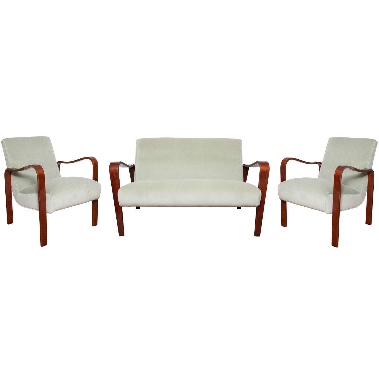 Pair of Streamline Lounge Chairs and Sofa by For Sale at 1stdibs