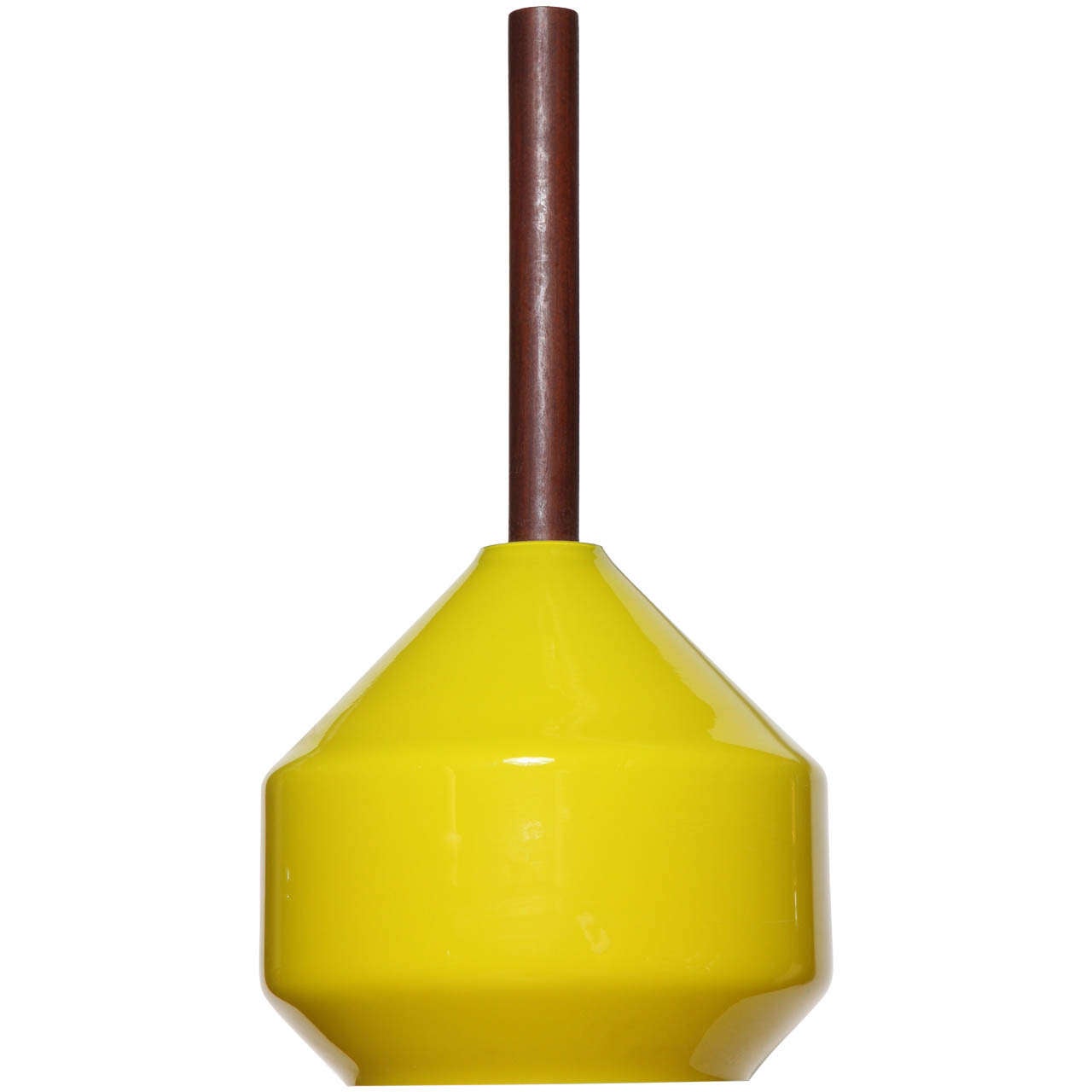 1950
s Tapio Wirkkala Yellow Cased Glass and Teak Hanging Pendant
