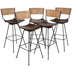 Vintage set of 5 Arthur Umanoff Bar Stools